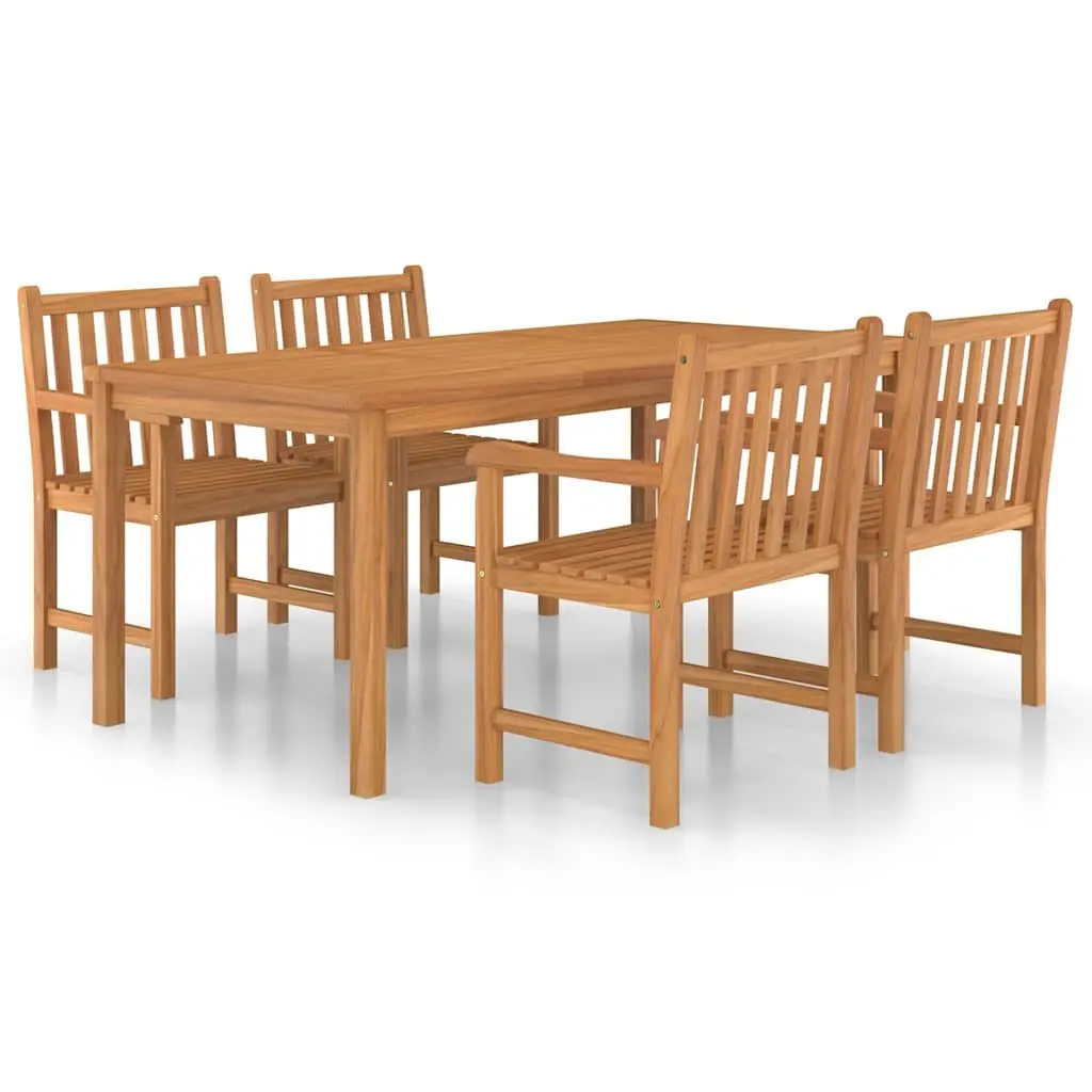 Garden Dining Set 5 Piece Outdoor Table Chairs Brown Solid Teak Wood 180x90cm