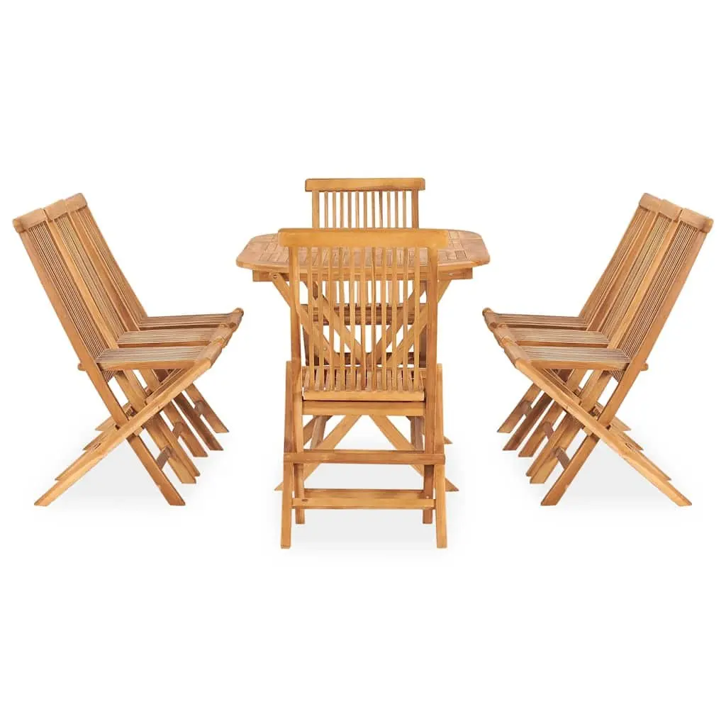 Folding Outdoor Dining Set 9 Piece Solid Wood Teak Brown Garden Patio Furniture