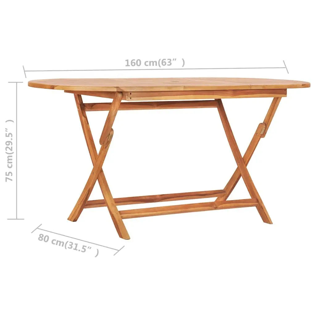 Folding Outdoor Dining Set 9 Piece Solid Wood Teak Brown Garden Patio Furniture