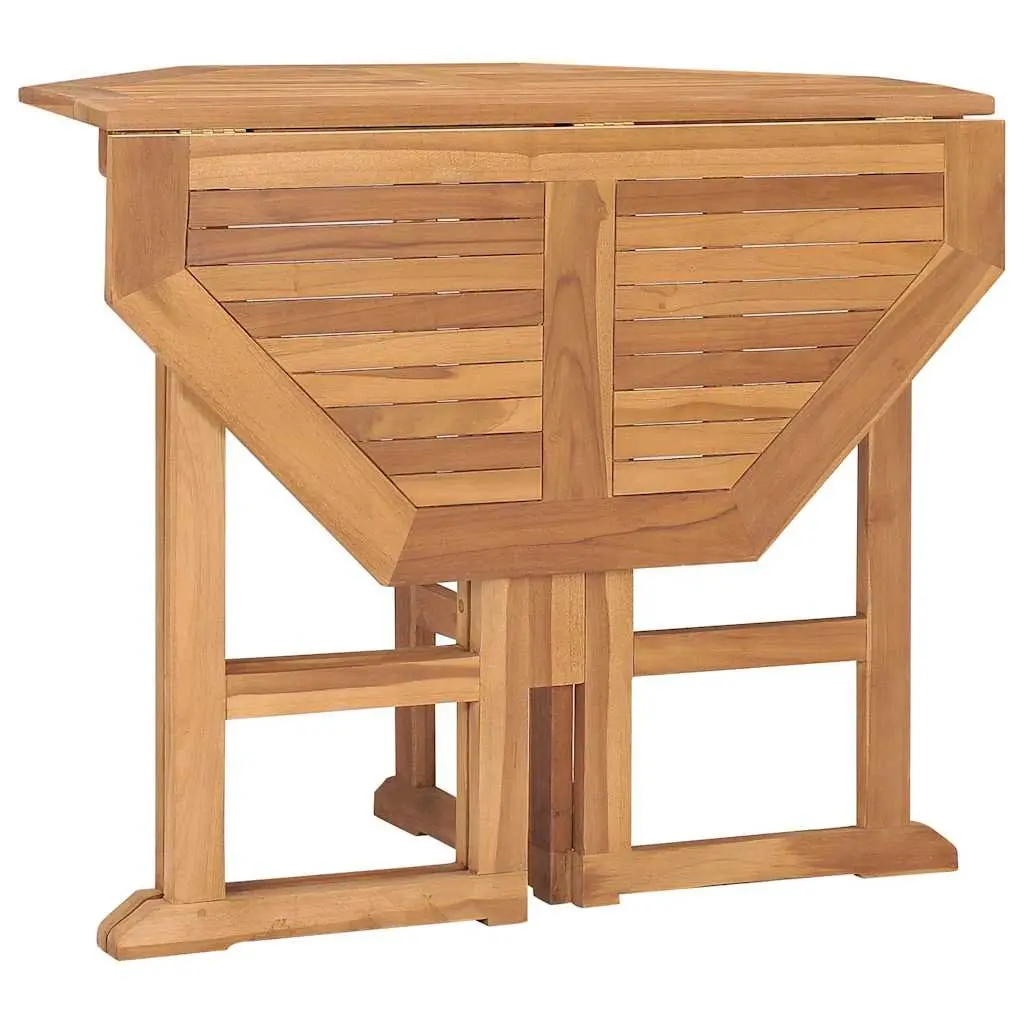 5 Piece Teak Wood Folding Garden Dining Set Brown Outdoor Patio Table and Chairs
