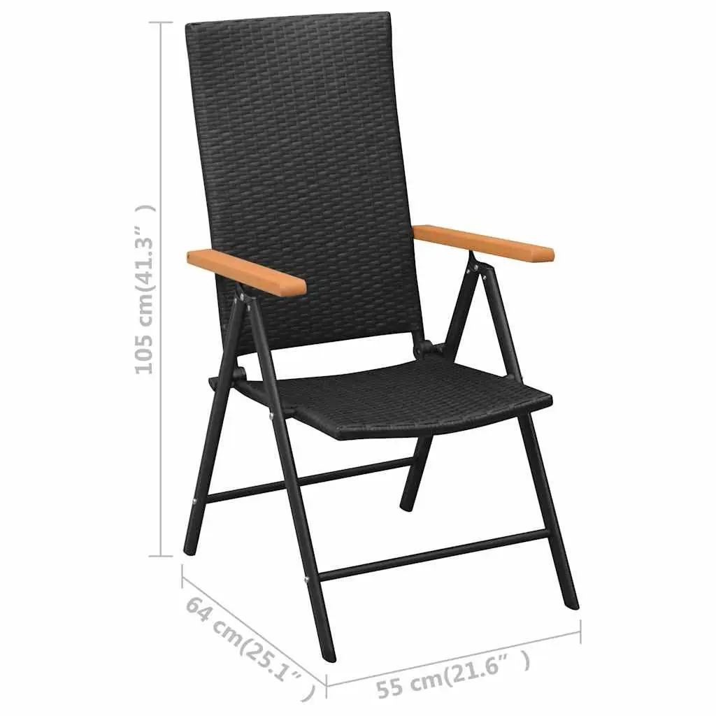 Garden Dining Set 3 Piece Outdoor Patio Furniture Table and Chairs Black Brown