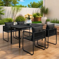 Friendly 5 Piece Black Rattan Dining Set for Your Outdoors