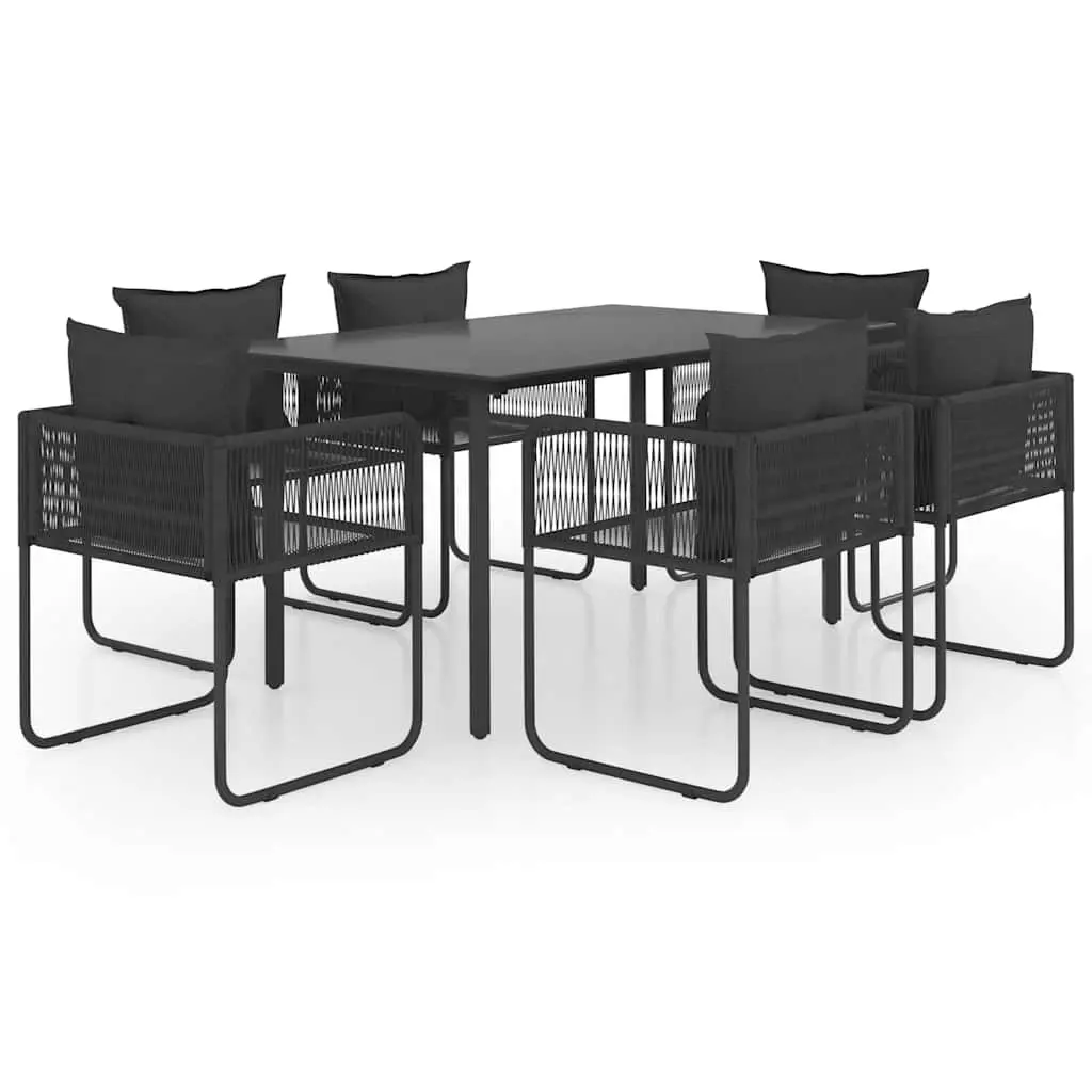 Outdoor Garden Dining Set Rattan Style 7 Piece Black