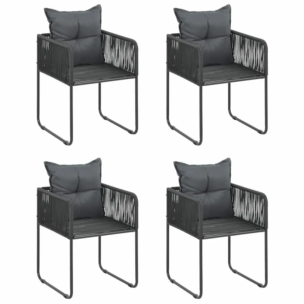 Outdoor Dining Set 5 Piece Lightweight Black Rattan Table and Chairs