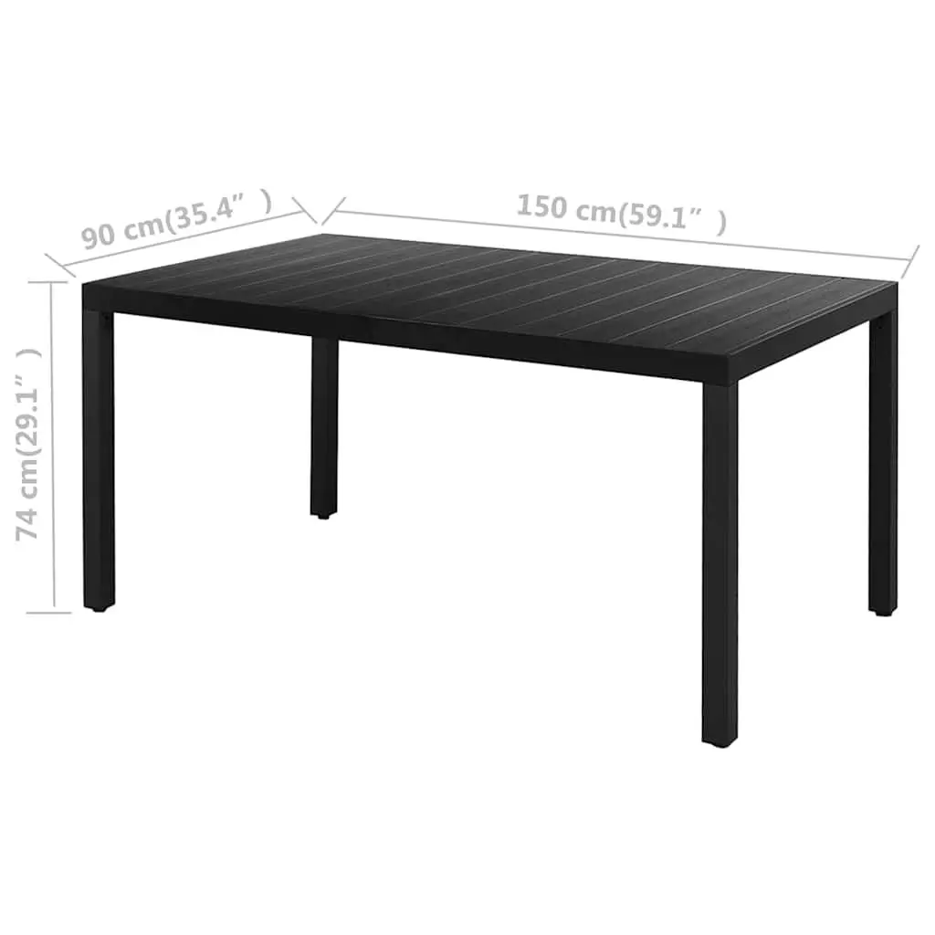 Outdoor Dining Set 5 Piece Lightweight Black Rattan Table and Chairs