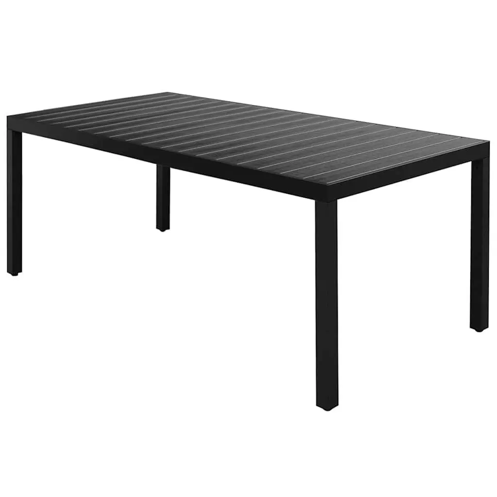 Garden Dining Set 7 Piece Outdoor Furniture Durable Black PVC Rattan Chairs Aluminium Table