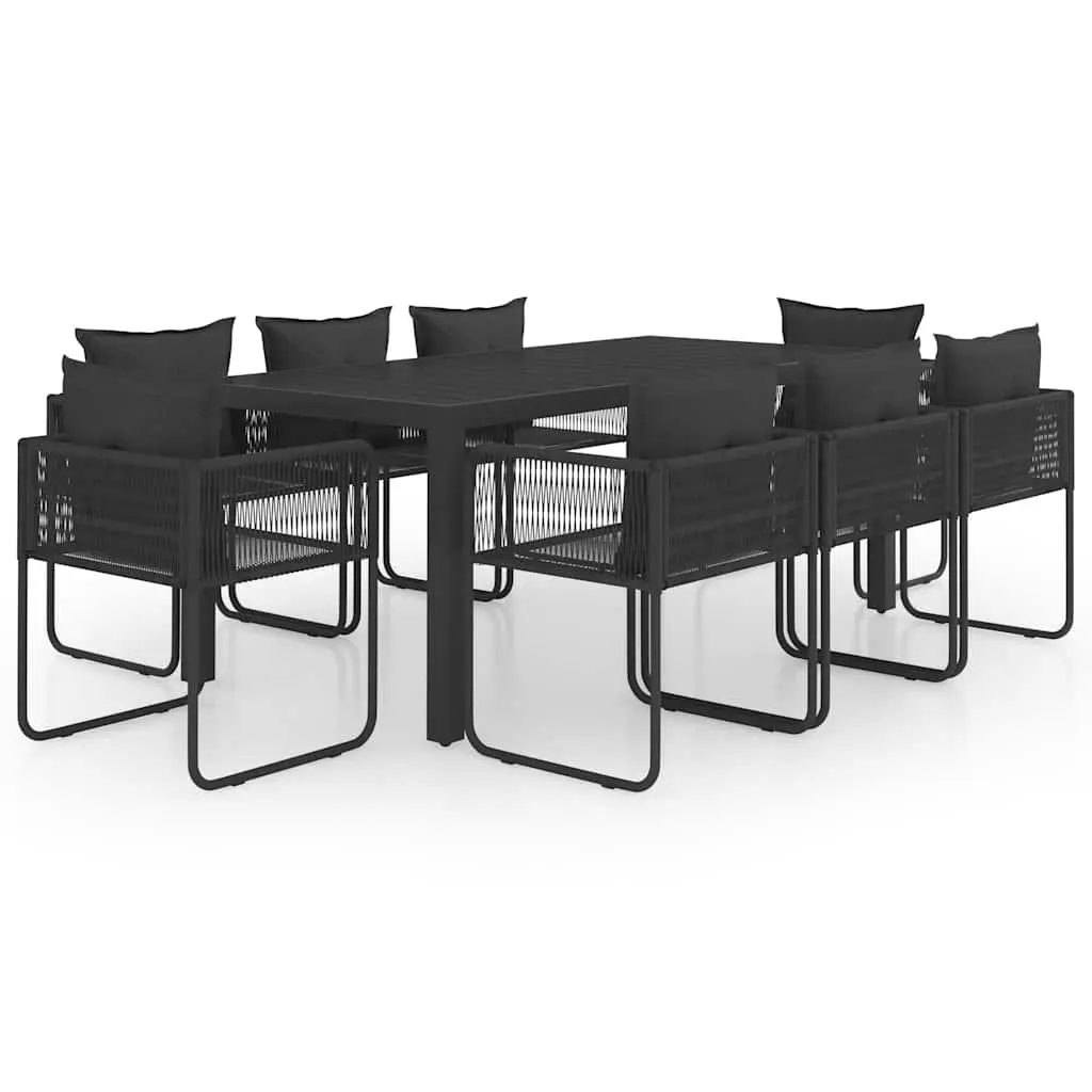 Garden Dining Set 9 Piece Outdoor Furniture Patio Table Chairs Black