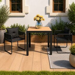 Functional 3 Piece Black Garden Dining Set for Every Occasion