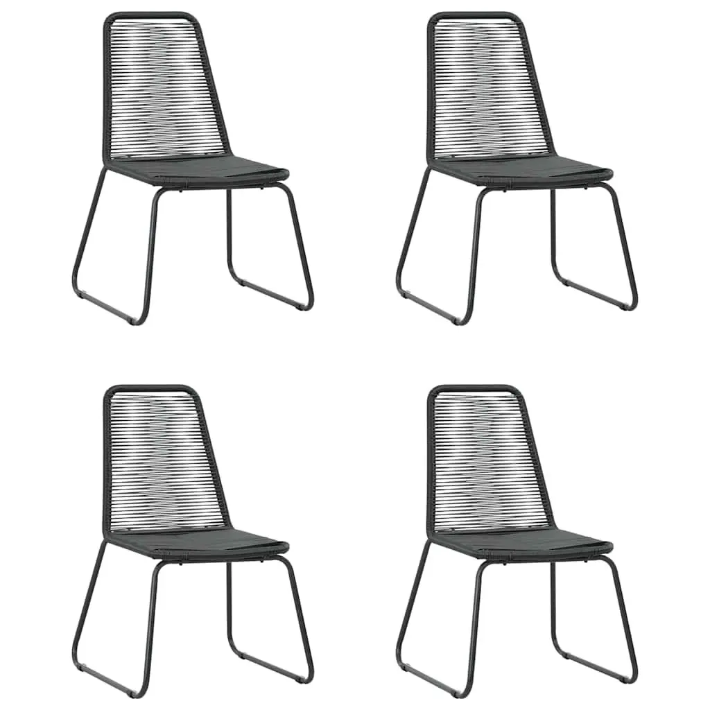 5 Piece Black Rattan Patio Dining Set Outdoor Furniture with Lightweight Aluminium Table and Steel Frame Chairs