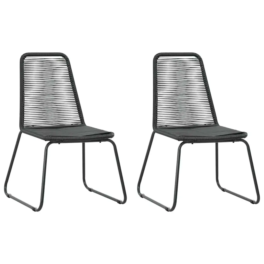 Garden Dining Set Durable PVC Rattan Chair Table 3 Piece Black
