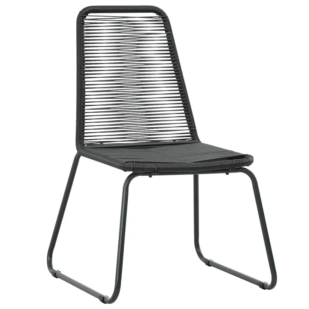 Garden Dining Set Durable PVC Rattan Chair Table 3 Piece Black