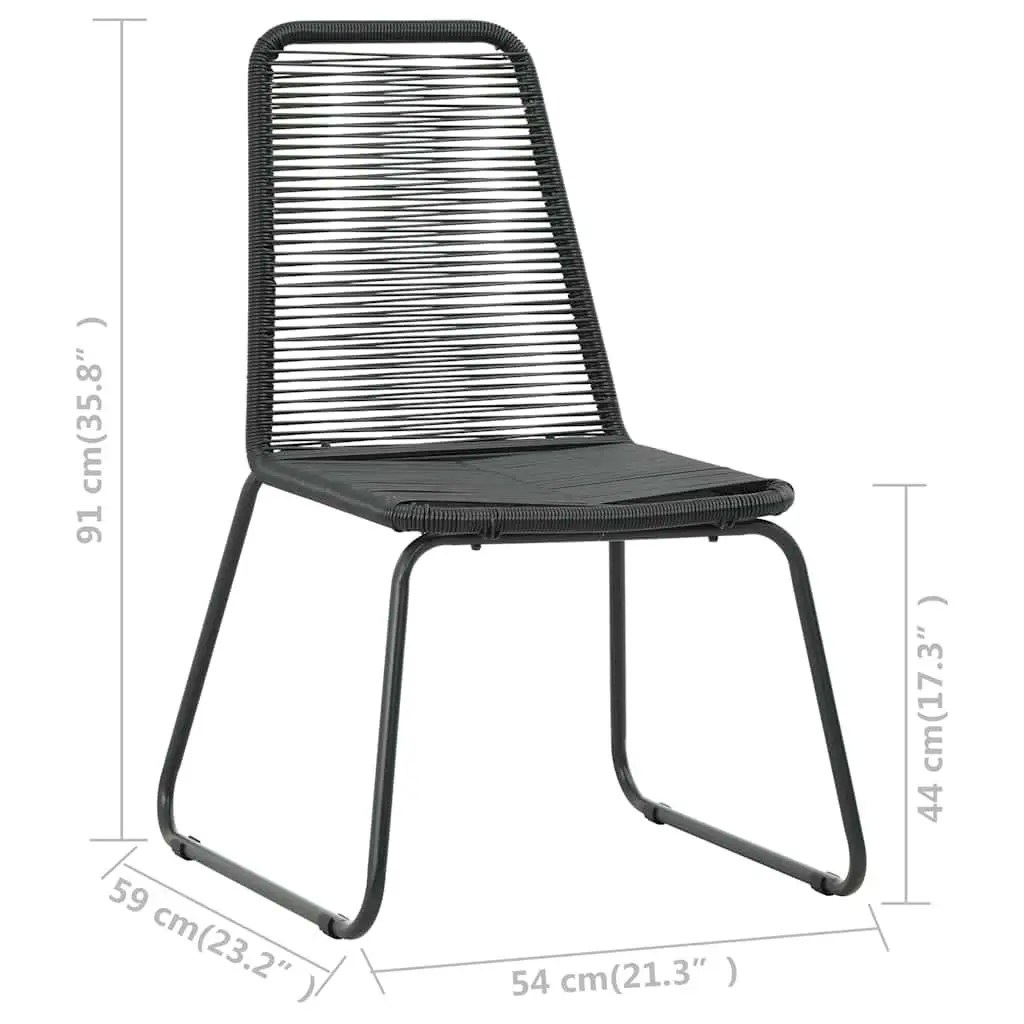 Garden Dining Set Durable PVC Rattan Chair Table 3 Piece Black