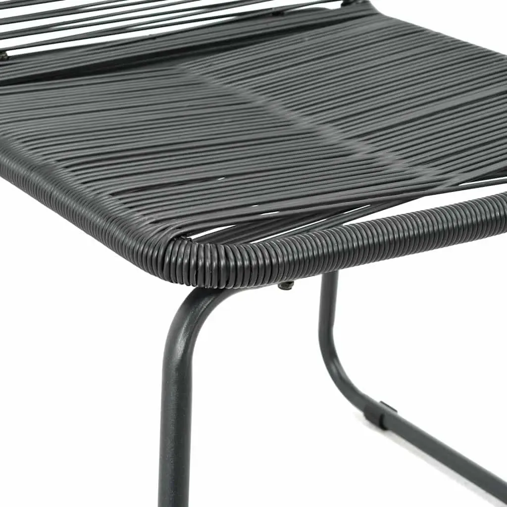 5 Piece Patio Dining Set Black PVC Rattan Chairs and Table Outdoor Furniture for Garden