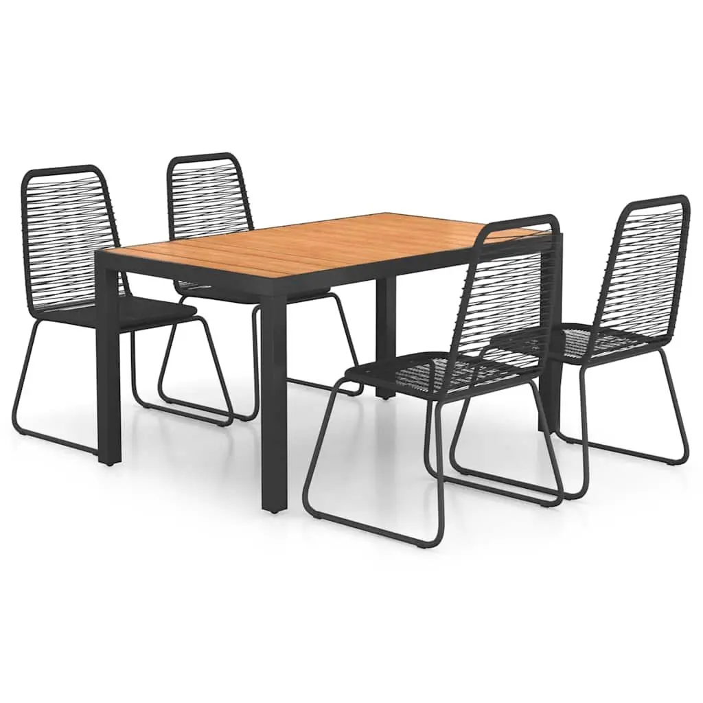 Outdoor Dining Set Lightweight Black 5 Piece Garden Patio Furniture Table Chairs