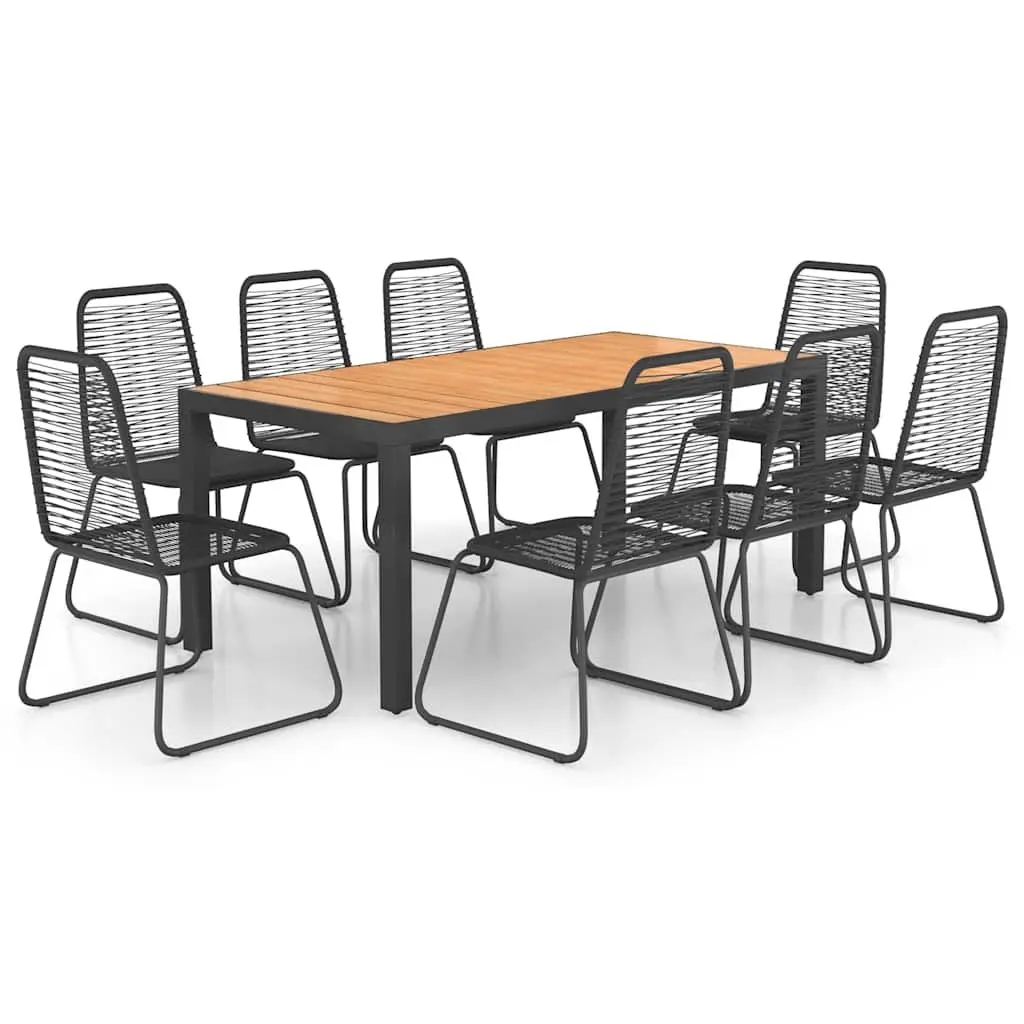 Outdoor Furniture Set Black Lightweight 9 Piece Garden Dining Set with Chairs and Table