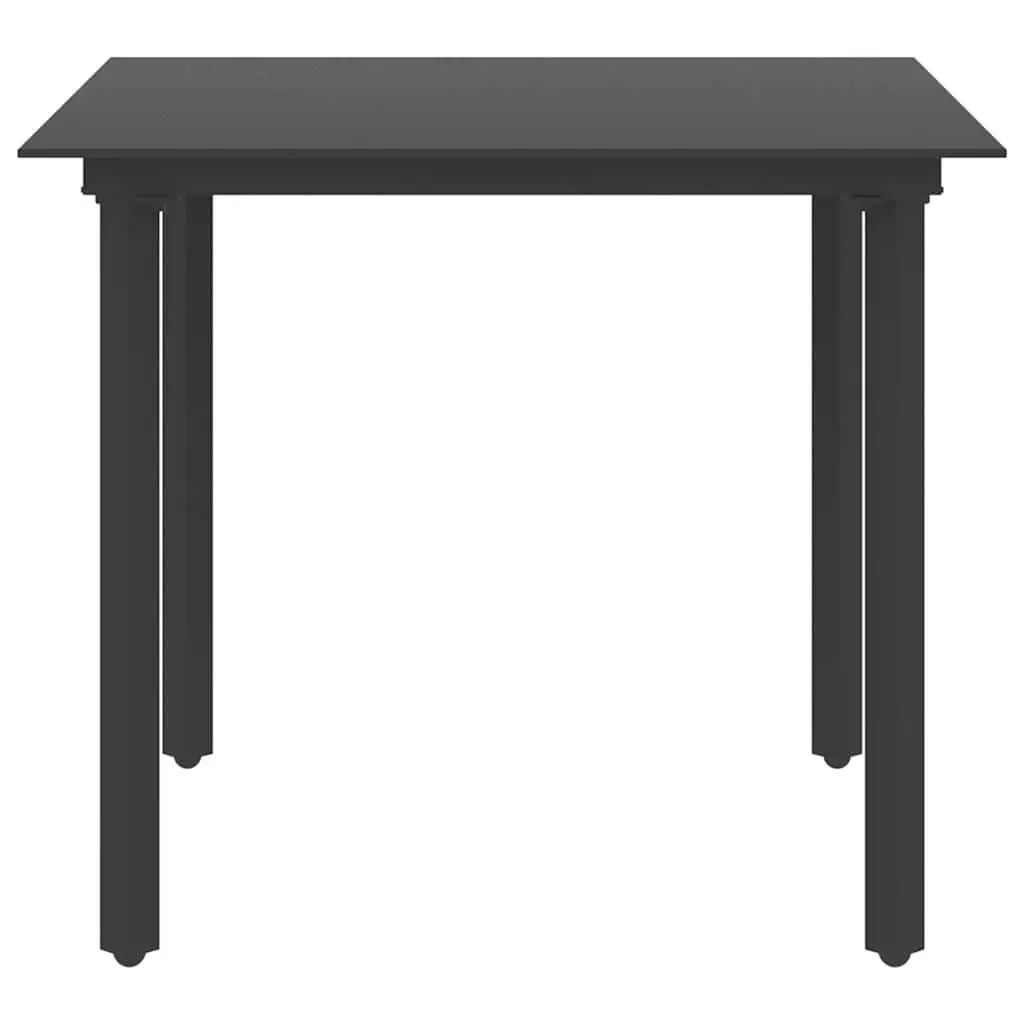 3 Piece Garden Dining Set Outdoor Patio Furniture Black Rattan Steel Frame
