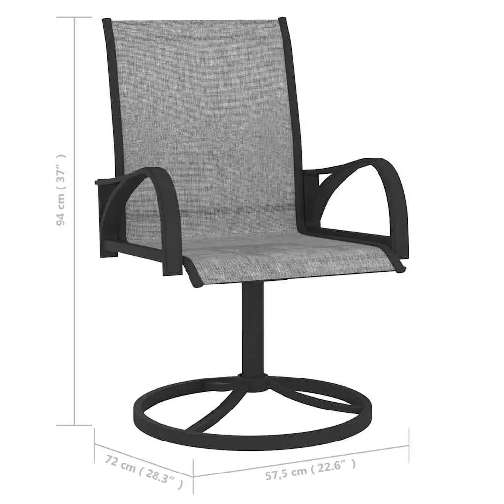 3 Piece Outdoor Dining Set Steel Frame Textilene Chairs Grey