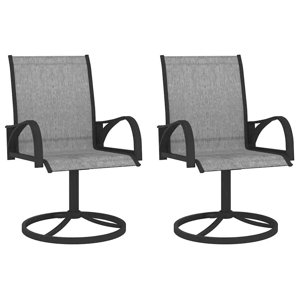 3 Piece Outdoor Dining Set Steel Frame Textilene Chairs Grey