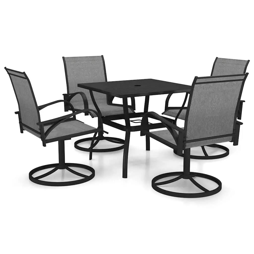 Outdoor Dining Set 5 Piece Grey Table Chairs Steel Textilene Ergonomic