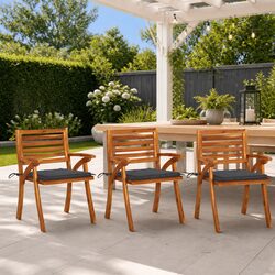 Outdoor Dining Chairs with Cushions 3 Piece Set Garden Patio Seating Anthracite