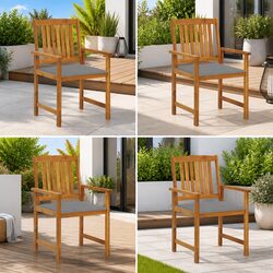 Friendly 4 Chair Outdoor Garden Set with Grey Cushions