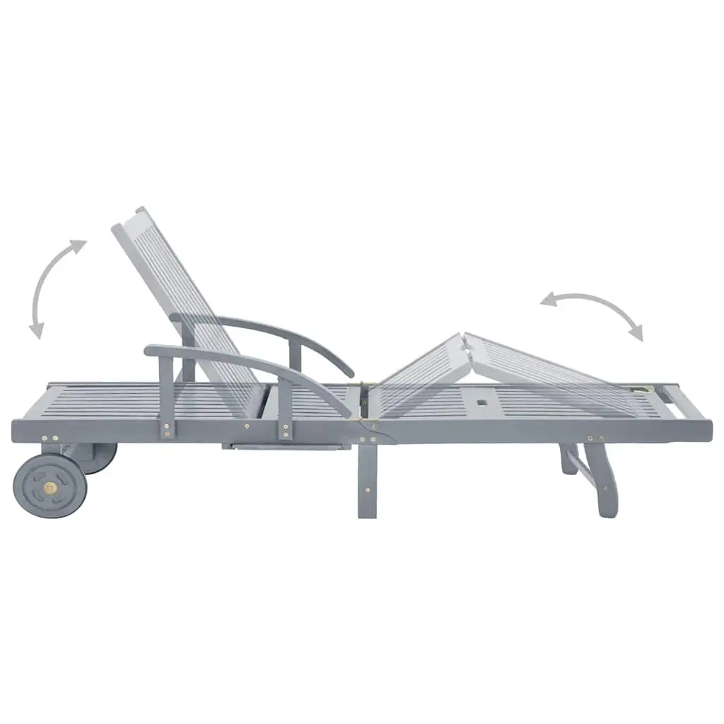 Sun Lounger Adjustable Backrest Cushion Grey Wash
