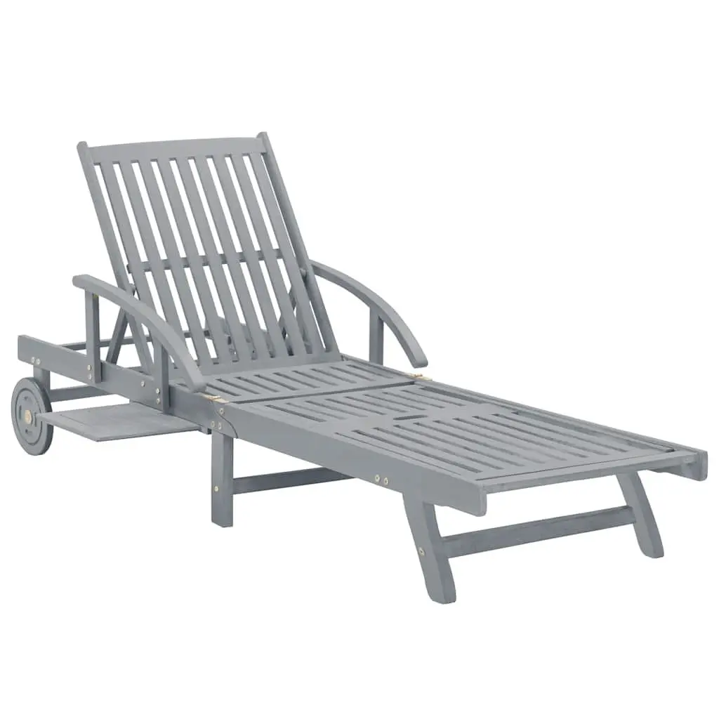 Sun Lounger Adjustable Backrest Cushion Grey Wash