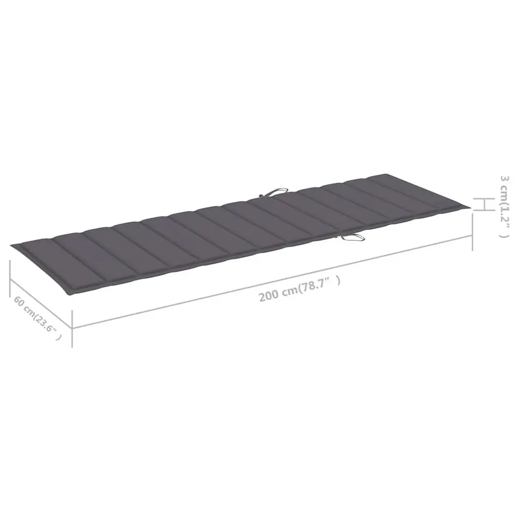 Adjustable Outdoor Sun Lounger with Cushion Grey Acacia Wood