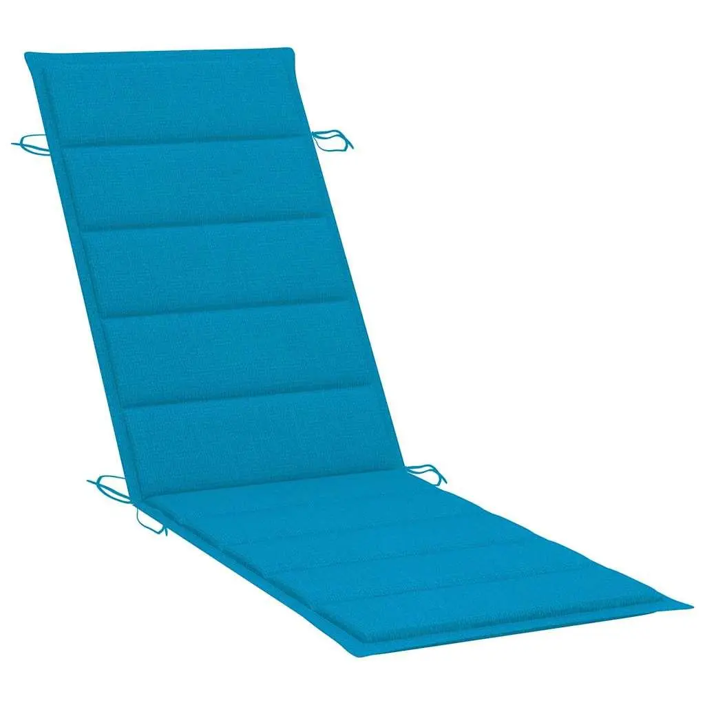 Sun Lounger Solid Wood Ergonomic Folding Lounge Chair with Cushion Blue