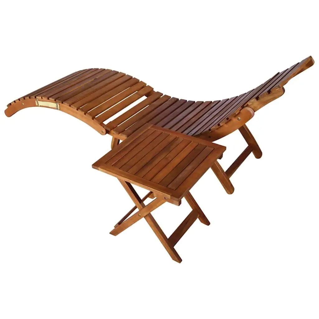 Sun Lounger with Side Table and Cushion Outdoor Garden Patio Folding Lounge Bed