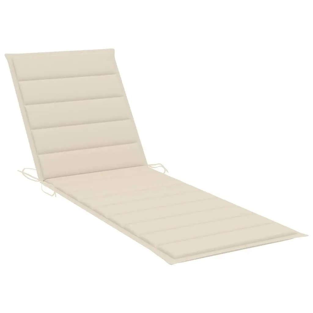 Sun Lounger Adjustable Backrest Solid Acacia Wood Garden Patio with Wheels Cushion