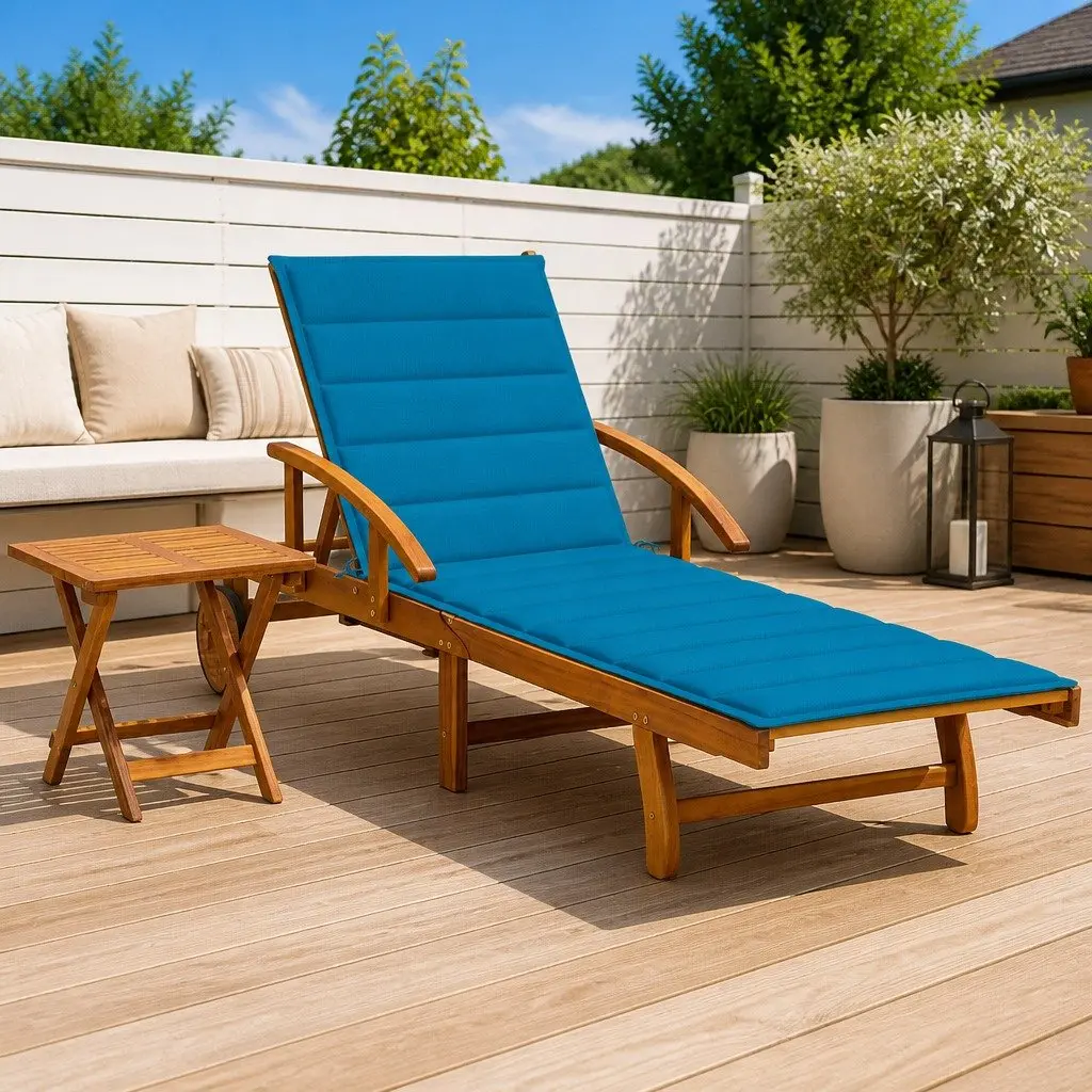 Sun Lounger Adjustable Backrest with Wheels Acacia Wood