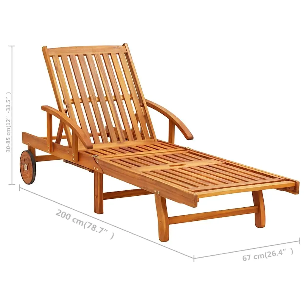 Sun Lounger in Solid Acacia Wood with Table Options
