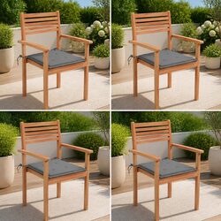 Friendly Outdoor Teak Chairs with Comfortable Cushions