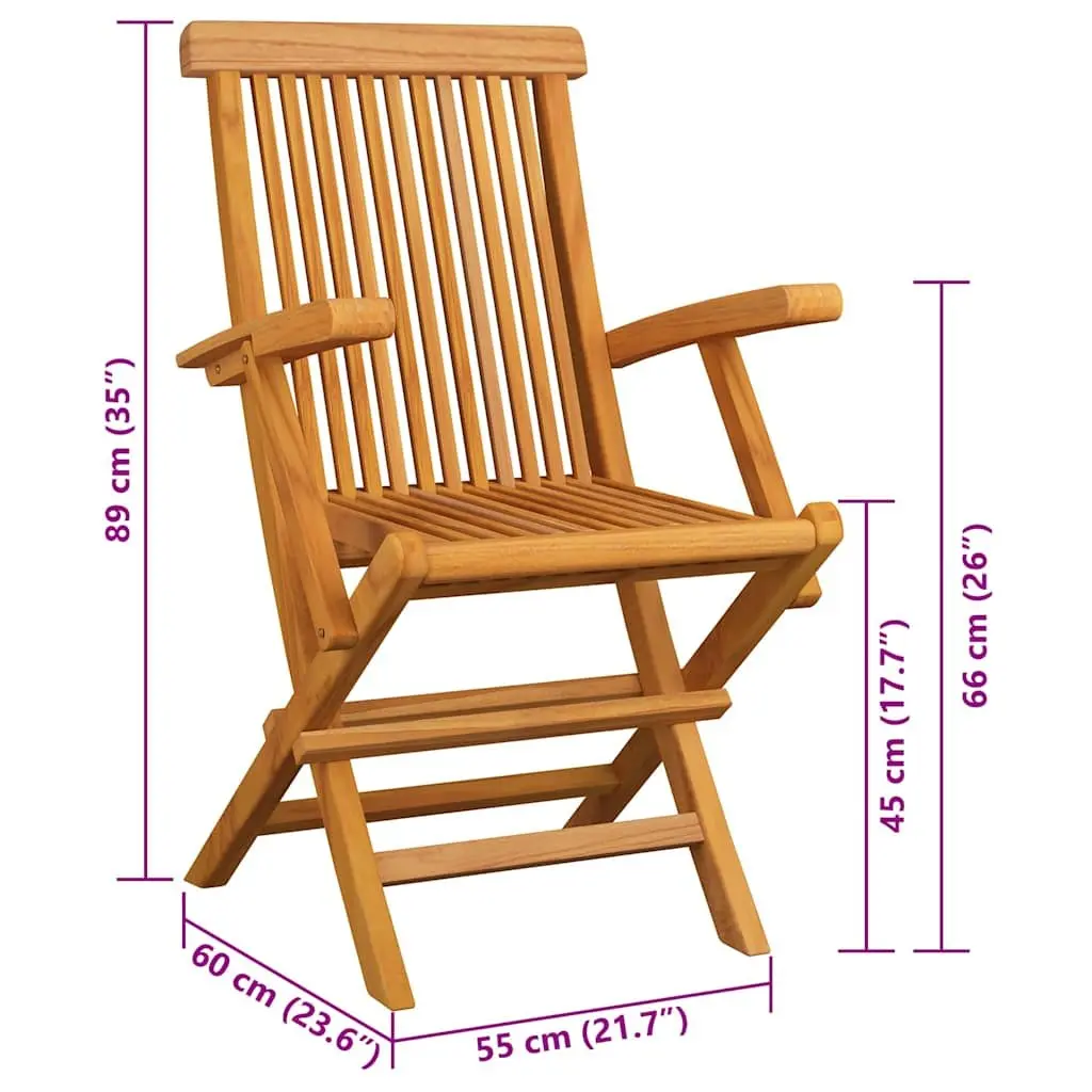 Outdoor Garden Chairs Set Teak Wood Foldable 3 Piece with Cushions
