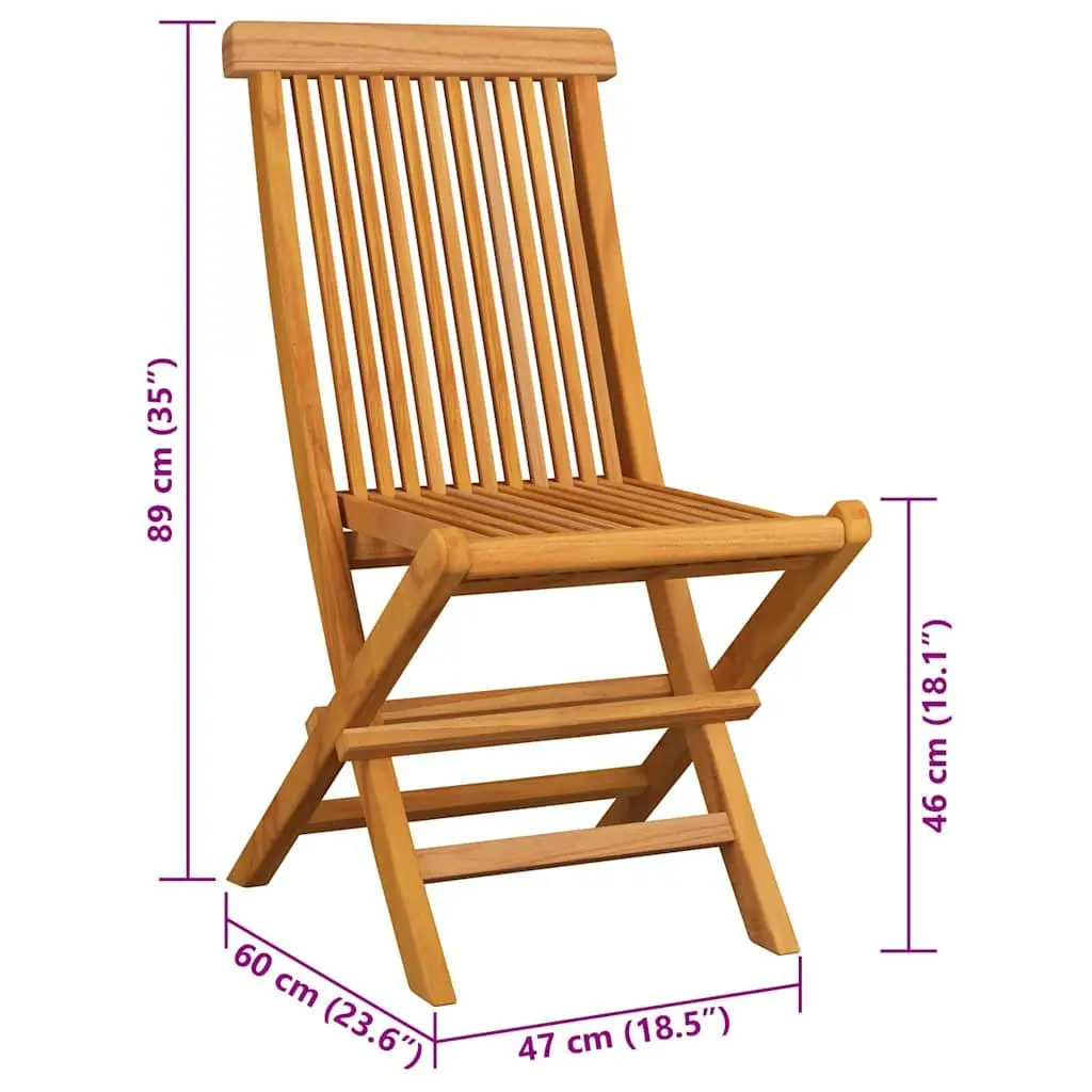 Folding Teak Wood Garden Chairs Set of 4 with Beige Cushions for Outdoor Dining