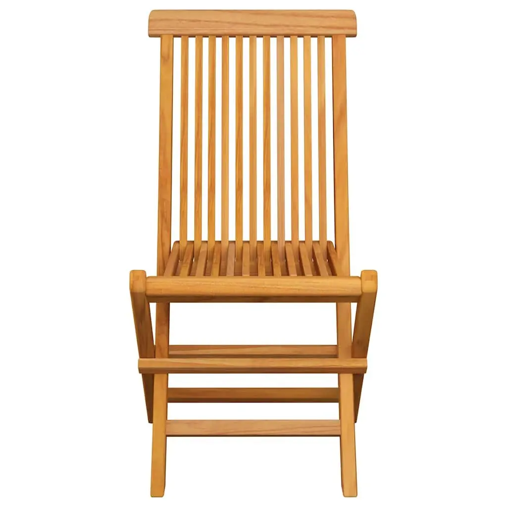 Folding Teak Wood Garden Chairs Set of 4 with Beige Cushions for Outdoor Dining