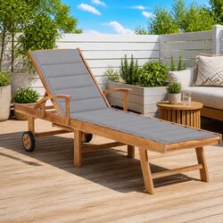 Friendly Teak Sun Lounger with Cushion and Mobility Wheels