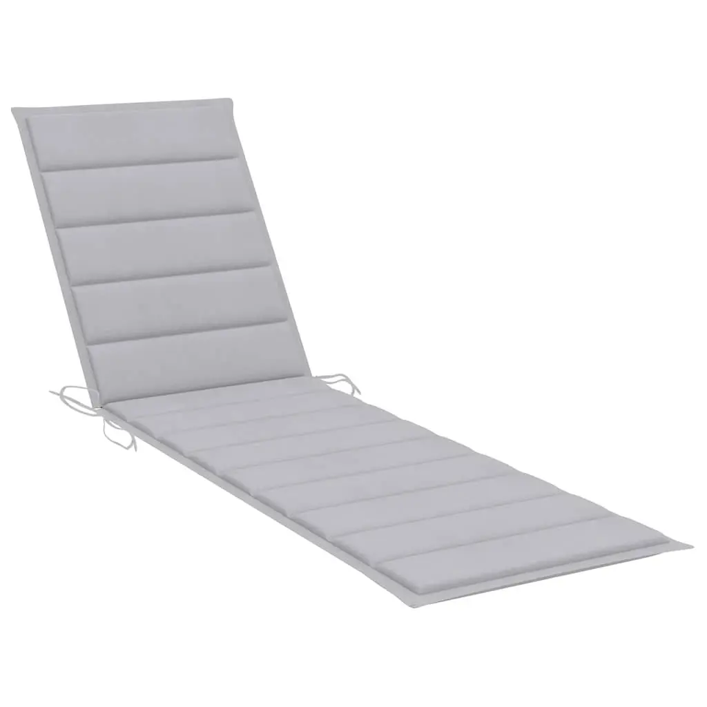 Sun Lounger Adjustable Backrest Teak Wood with Side Table Grey