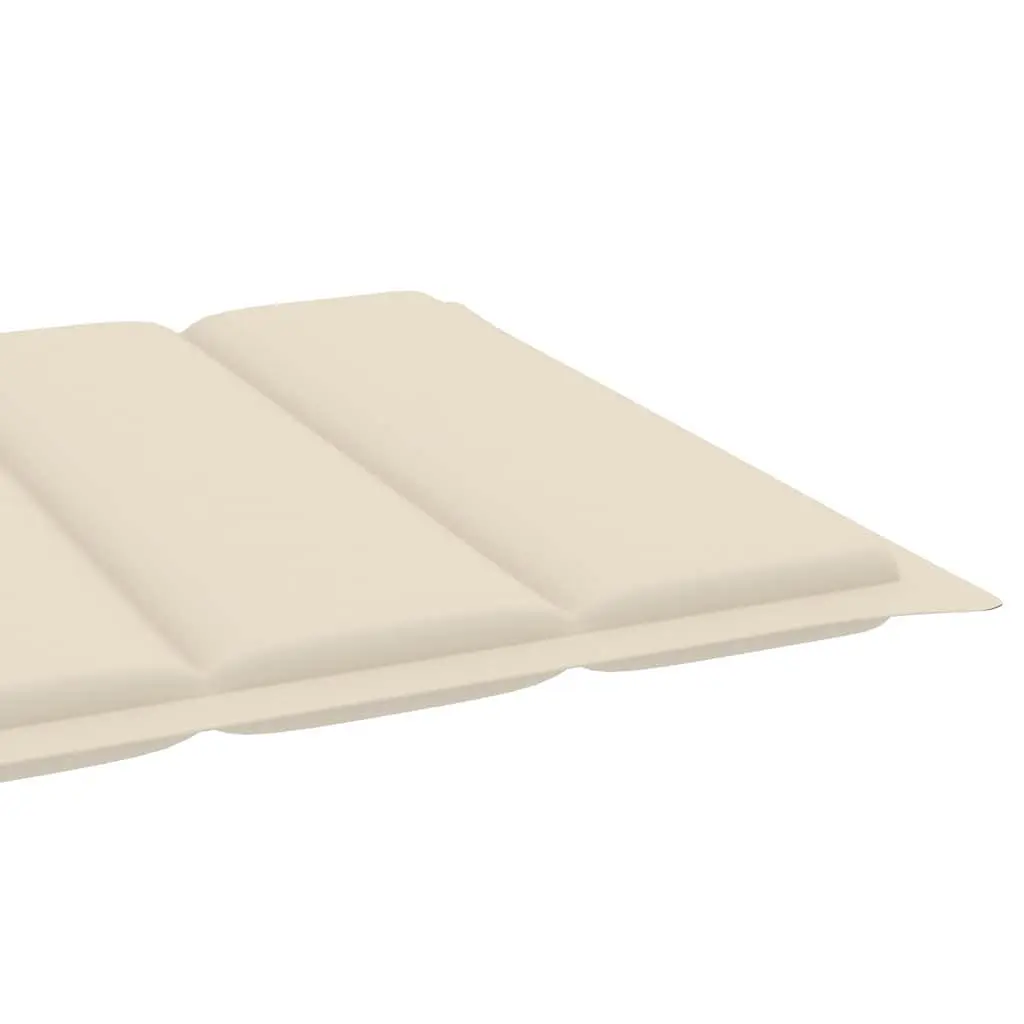Sun Lounger Adjustable Backrest Wooden with Cushion Side Table Outdoor Garden Cream