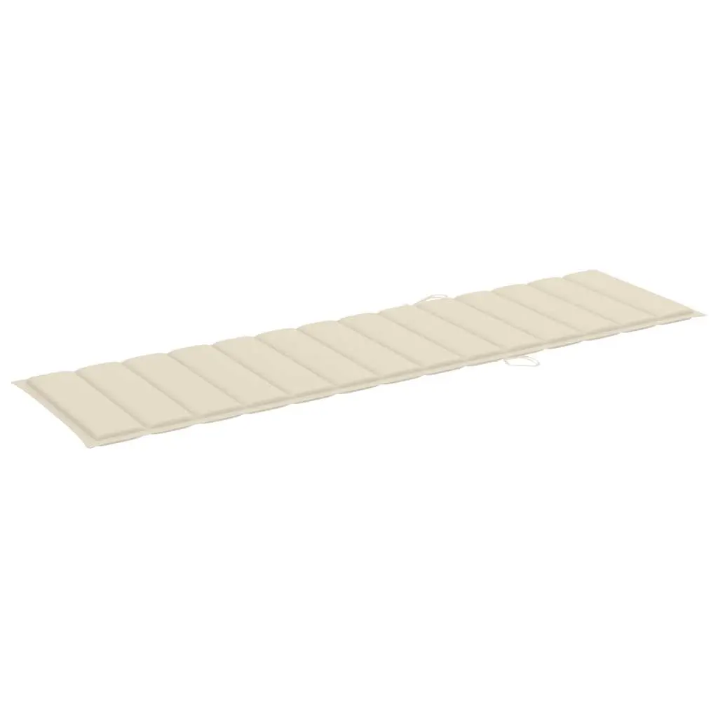 Sun Lounger Adjustable Backrest Wooden with Cushion Side Table Outdoor Garden Cream