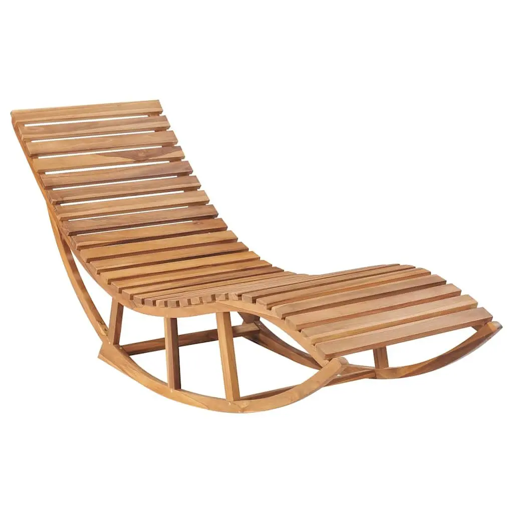 Wooden Rocking Sun Lounger Garden Patio Relaxation Chair with Cushion Outdoor