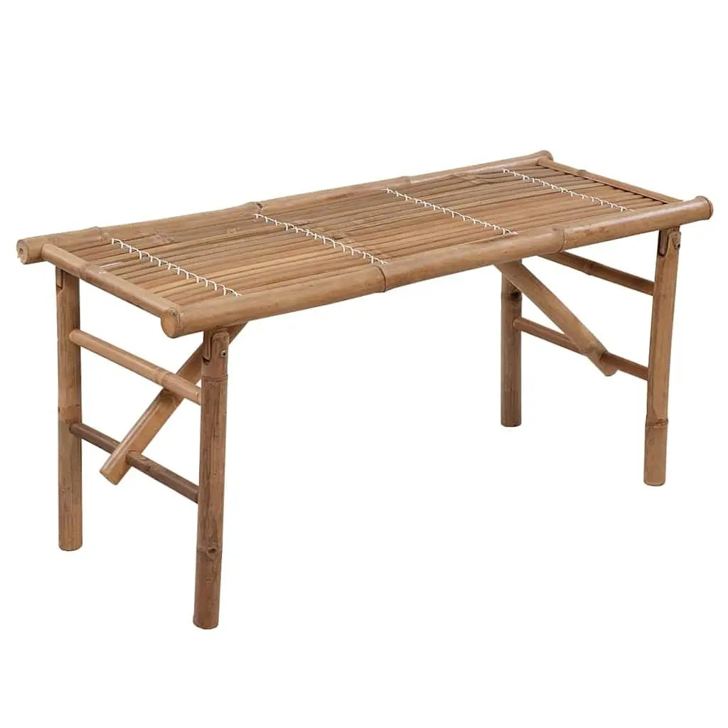 Folding Garden Bench Portable 118cm Bamboo Outdoor Seating with Cushion