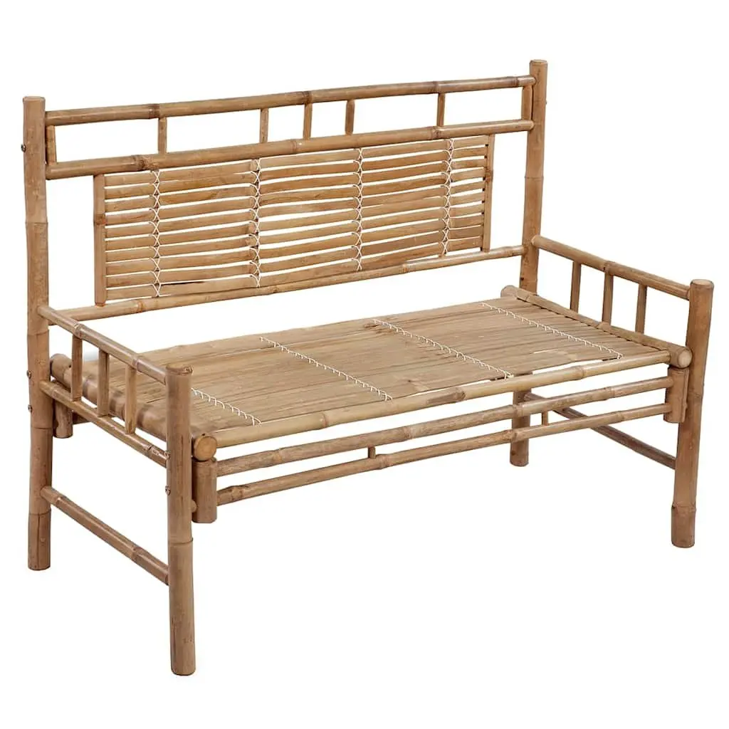 Outdoor Garden Bench 120cm Bamboo Backrest Seat with Taupe Cushion Lounger