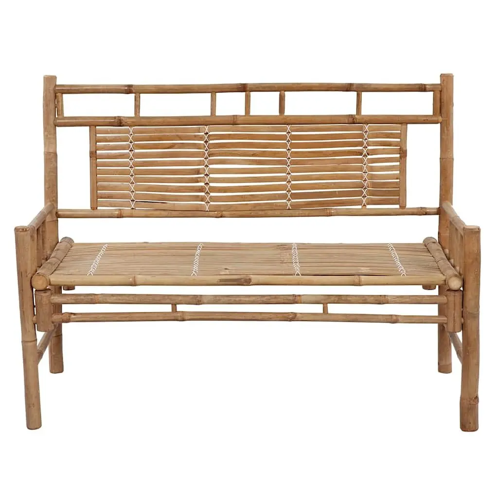 Outdoor Garden Bench 120cm Bamboo Backrest Seat with Taupe Cushion Lounger
