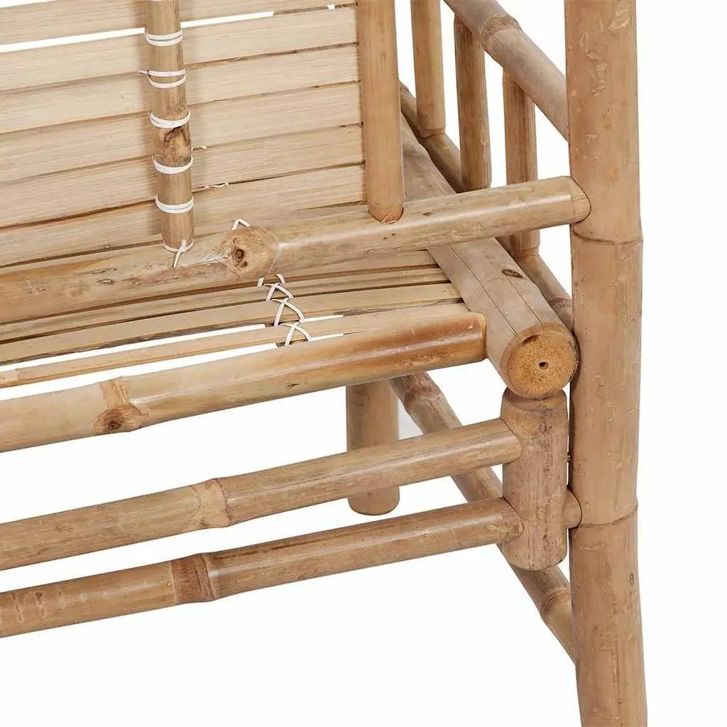 Outdoor Garden Bench 120cm Bamboo Backrest Seat with Taupe Cushion Lounger