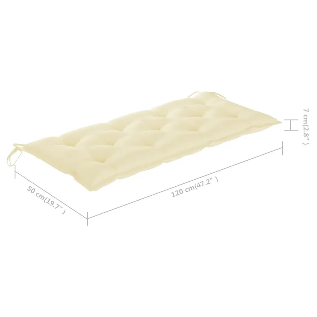 Bamboo Garden Bench with Backrest 120 cm Outdoor Seating Cream Cushion