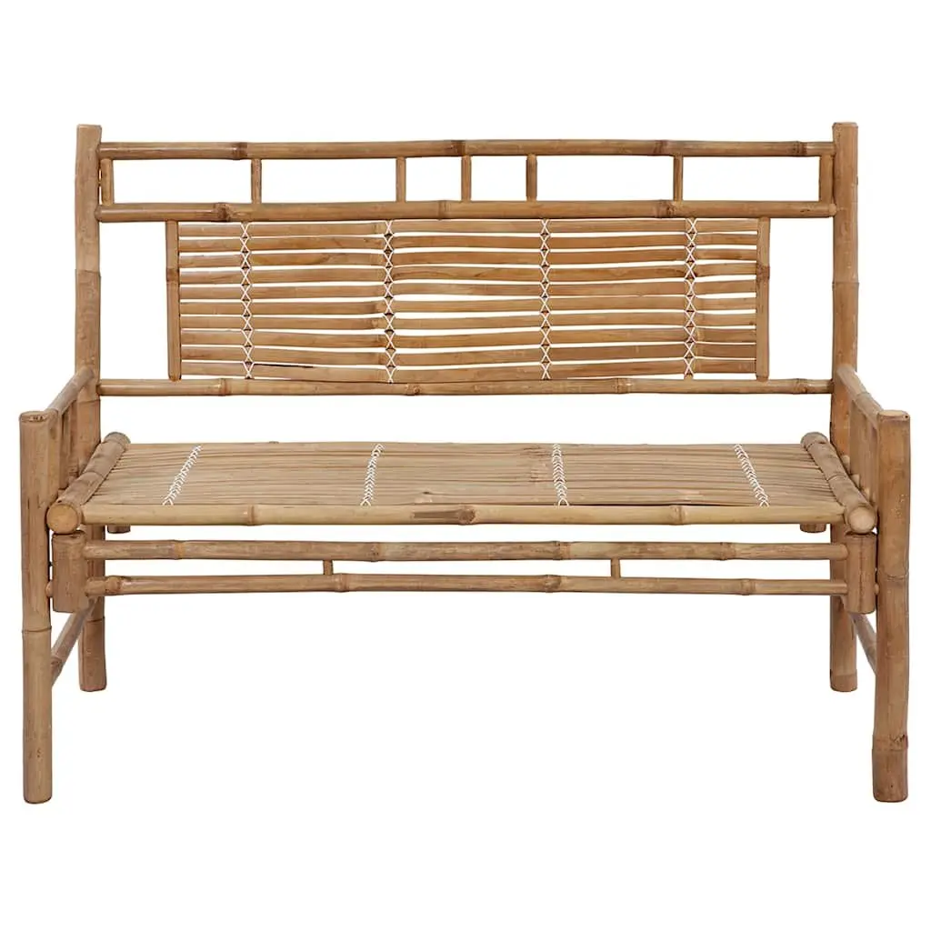 Bamboo Garden Bench with Backrest 120 cm Outdoor Seating Cream Cushion