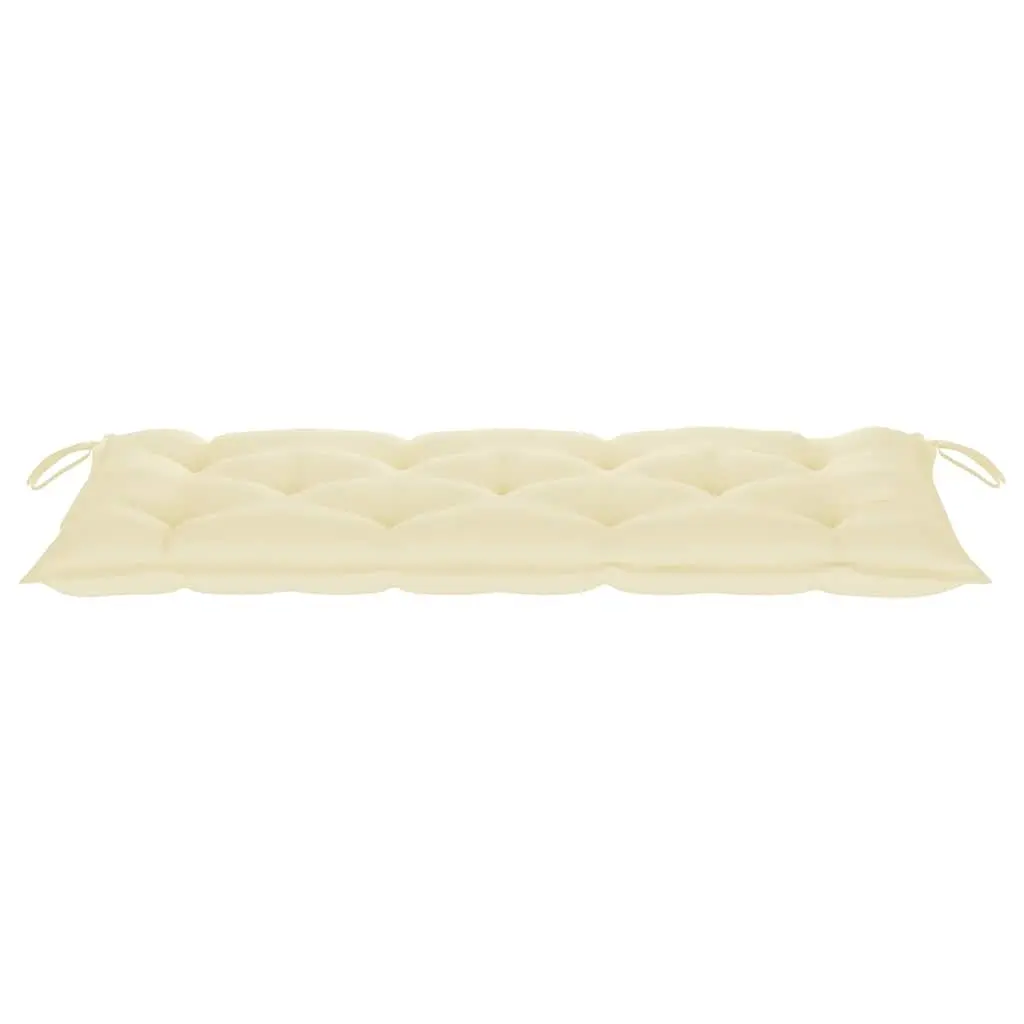 Bamboo Garden Bench with Backrest 120 cm Outdoor Seating Cream Cushion