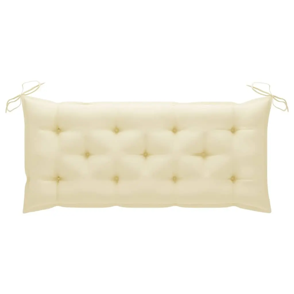 Bamboo Garden Bench with Backrest 120 cm Outdoor Seating Cream Cushion